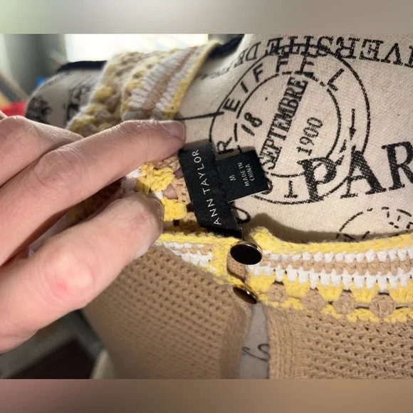 Ann Taylor Crochet Halter Shell Top in the color "Camel Multi". - Picture 5 of 6